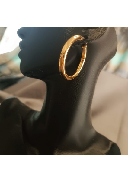 Halka Küpe Seti (Yassı & Kibrit Çöpü & Yuvarlak) 3lü 316L Çelik Gold Renk modelleri