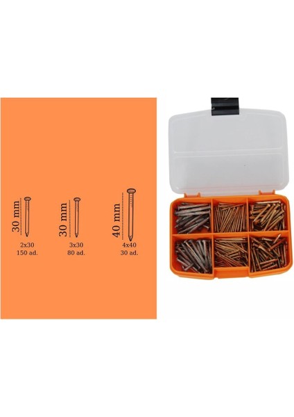 260 Adet Paslanmaz Beton Çivisi Seti - 3 Çeşit Çelik Beton, Duvar, Parke Çivisi Çivi Beton Çivisi Tr indirimleri