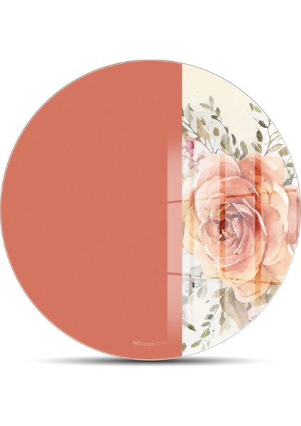 Cam Kesme Tahtası ve Sunumluk Yuvarlak Vintage Turuncu Gül 30X30 cm fiyatları