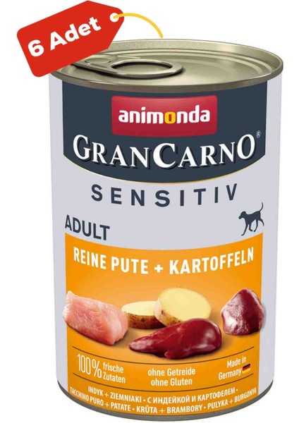 Gran Carno Sensitive Hindili ve Patatesli Yetişkin Köpek Konservesi 6X400GR 6lı