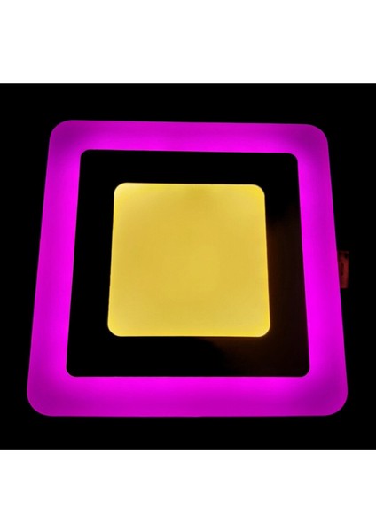 Pembe - Gün Işığı Çift Renkli LED Panel Sıva Altı Kare Spot Armatür 12+4 W