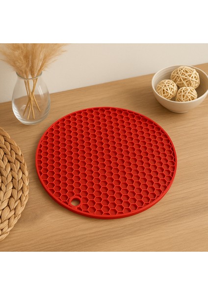 🧩 Silikon Bal Peteği Desenli Isıya Dayanıklı Yuvarlak Nihale (1 Adet)🍳