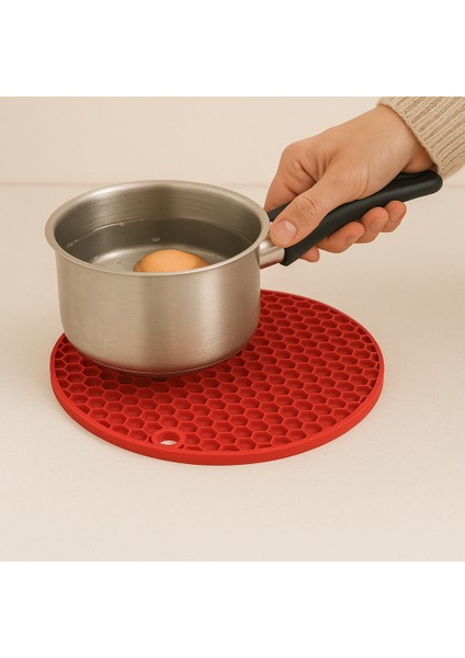 🧩 Silikon Bal Peteği Desenli Isıya Dayanıklı Yuvarlak Nihale (1 Adet)🍳