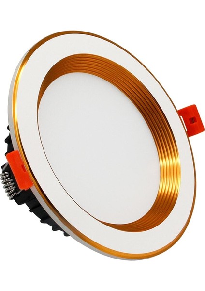 7 W Smd LED Spot - Gün Işığı (3000K) - Beyaz & Altın Kasa - Yuvarlak - Sıva Altı - YC-710G Gün Işığı