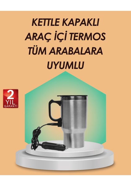 Resveq Araç Içi Isıtıcı Termos Bardak Paslanmaz Çelik