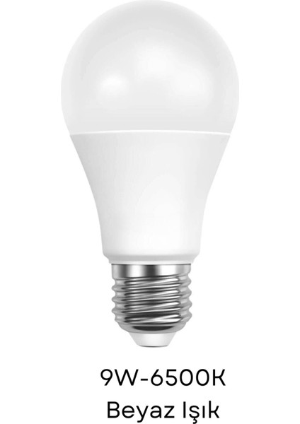 Beyaz Işık LED Ampul 9W - 6500K Tekli Beyaz Işık E27 LED Ampul 9 Watt Yok A'dan G'ye F Tr