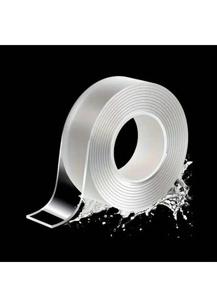 1 Metre 3 cm Çift Taraflı Şeffaf Süper Güçlü Su Geçirmez Yıkanabilir Bant Çift Taraflı Bant Şeffaf 1
