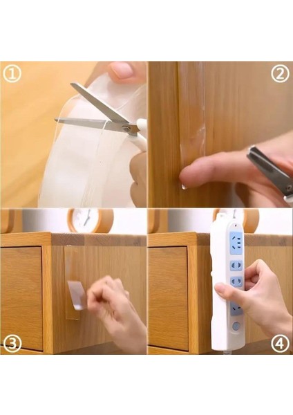 1 Metre 3 cm Çift Taraflı Şeffaf Süper Güçlü Su Geçirmez Yıkanabilir Bant Çift Taraflı Bant Şeffaf 1 indirimleri