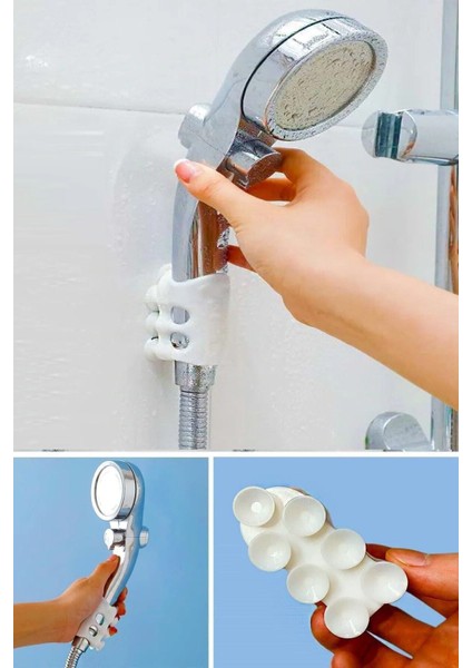Else Güçlü Vantuzlu Suya Dayanıklı Silikon Duş Başlığı Askı Tutucusu Duş Başlığı Beyaz Silikon