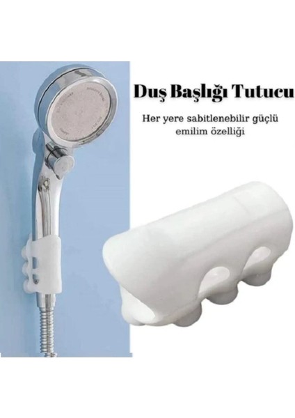 Else Güçlü Vantuzlu Suya Dayanıklı Silikon Duş Başlığı Askı Tutucusu Duş Başlığı Beyaz Silikon