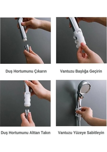 Else Güçlü Vantuzlu Suya Dayanıklı Silikon Duş Başlığı Askı Tutucusu Duş Başlığı Beyaz Silikon