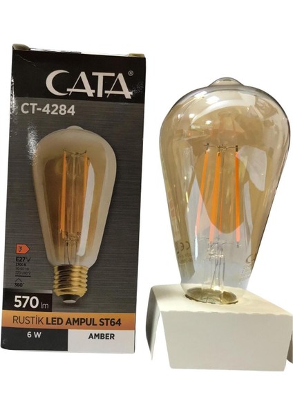 -4284 LED Ampul Rustik 6W Amber Tekli Gün Işığı E27 LED Ampul 6 Watt Yok Tr Cata Cata