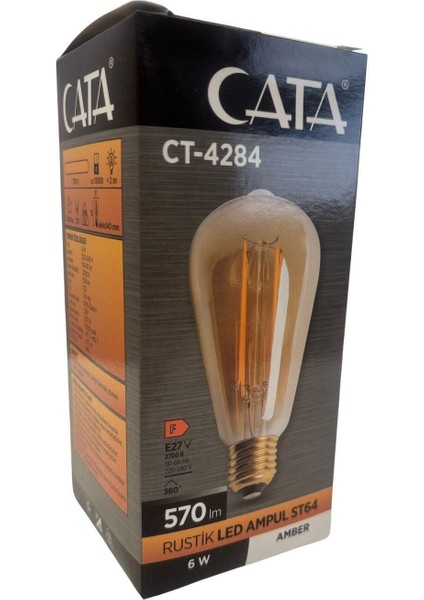 -4284 LED Ampul Rustik 6W Amber Tekli Gün Işığı E27 LED Ampul 6 Watt Yok Tr Cata Cata fiyatları