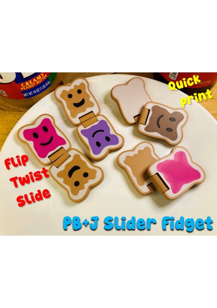 Sammie The Pb+J Fidget Kaydırıcı, Fıstık Ezmesi Jöle