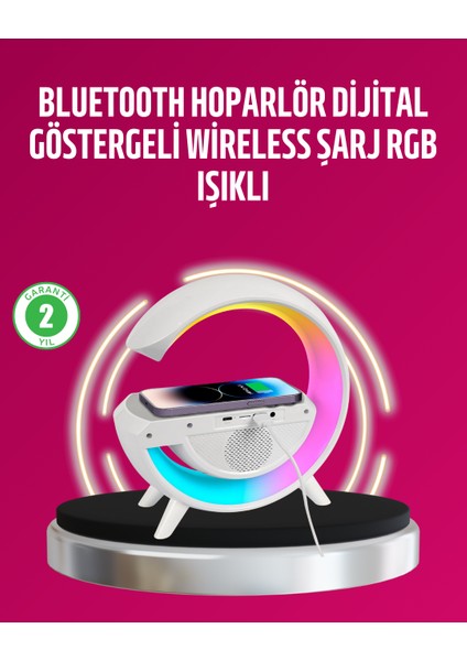 Resveq Kablosuz Şarjlı LED Masa Lambası Çalar Saat ve Beyaz Gürültü Özellikli