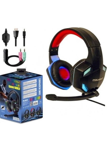 PG-6972 GM301 9d Işıklı Oyuncu Portatif Kulaklık