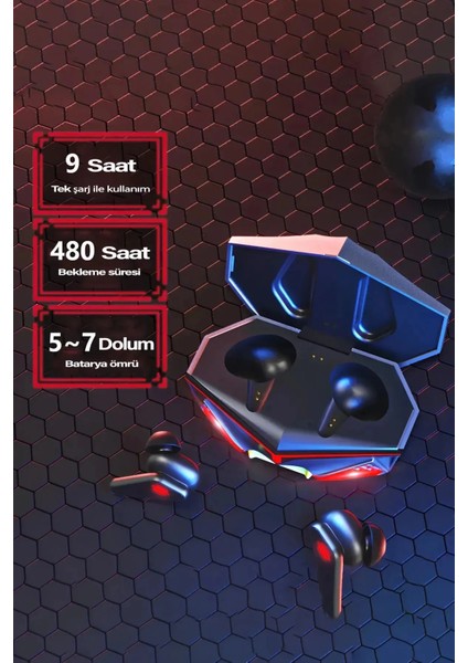 K-98 Işıklı Kulak Içi Bluetooth Gaming Kulaklık Kablosuz Oyuncu Kulaklığı Tüm Modellerle Uyumlu indirimleri