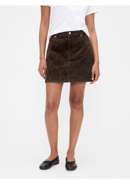 Kadın Kahverengi Corduroy Mini Etek fırsatları