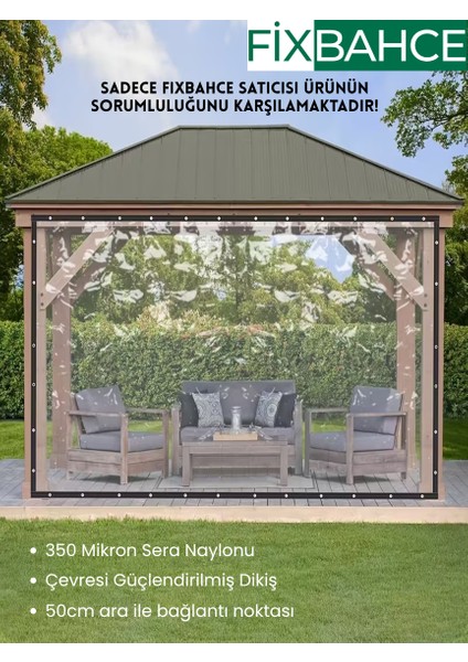 Fixbahçe 4.5mx2.5m Şeffaf Pvc Rüzgar,Yağmur Geçirmez Sera Naylonu