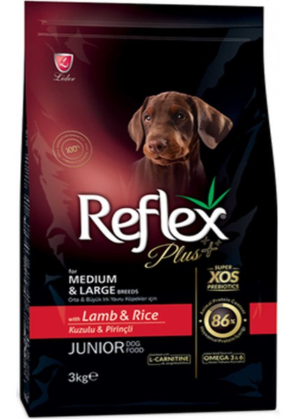 Plus Kuzu Eti ve Pirinçli Orta ve Büyük Irk Yavru Köpek Maması 3kg