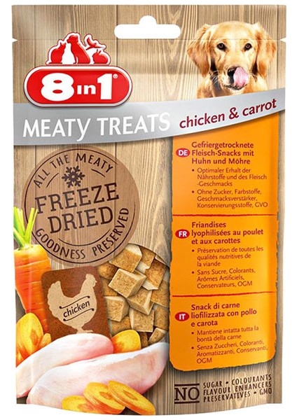 Meaty Treats Tavuk ve Havuçlu Kurutulmuş Tahılsız Köpek Ödül Maması 50GR