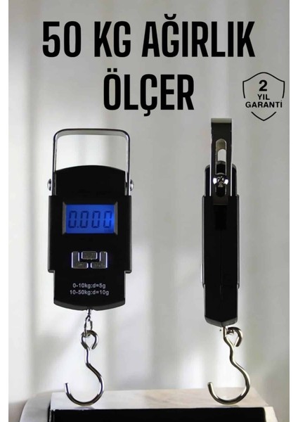 Resveq Ağırlık Ölçer 50 kg El Terazisi El Kantarı Pilli LED Ekran