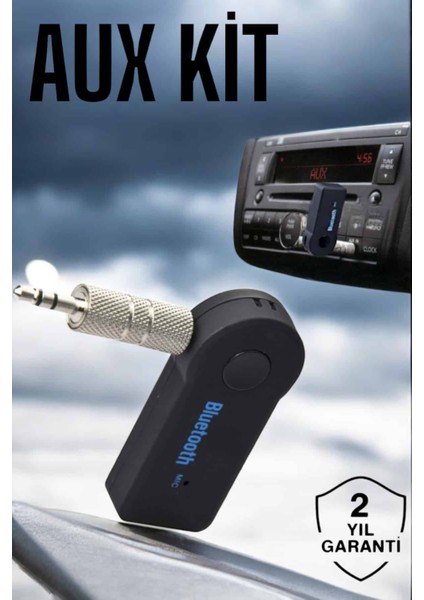Resveq Tüm Araçlara Uyumlu Aux Car Bluetooth Kablosuz Araç Bağlantı Kiti