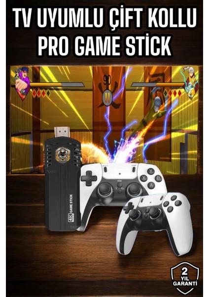 Resveq 8k Android Tv Gme Stick Video Oyun Konsolu Aile Retro 35000 Oyunlu Çift Kollu