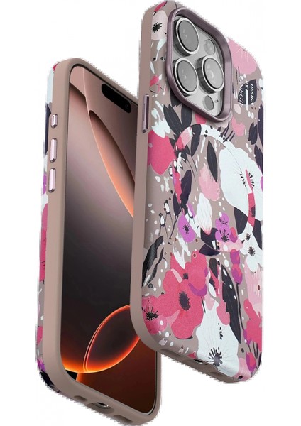 iPhone 14 Pro Flower Series Magsafe Kapak - Pembe