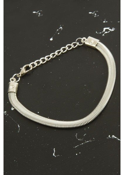 Resveq Italyan Zincir Bileklik-Gümüş Rengi