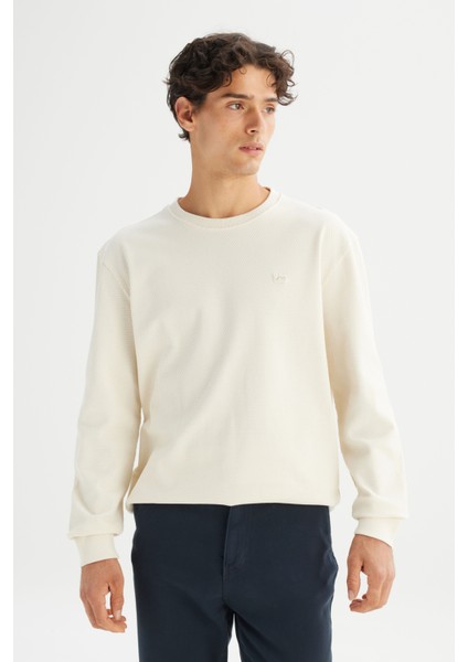 %100 Pamuk Regular Fit Normal Kesim Bisiklet Yaka Patch Logo Siyah Sweatshirt modelleri