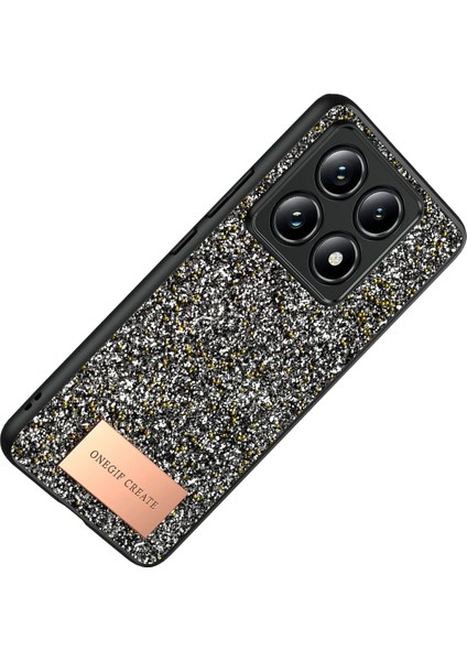 Resveq Onegif Xiaomi Mi 14T Pro Bright Simli Kapak - Gümüş modelleri