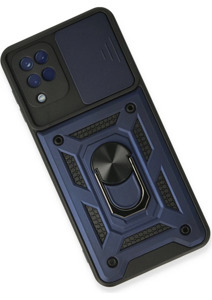 Resveq Newface Samsung Galaxy A22 Kılıf Pars Lens Yüzüklü Silikon - Lacivert modelleri