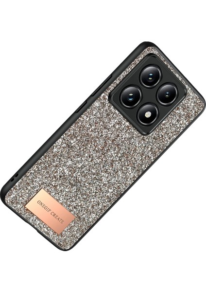 Resveq Onegif Xiaomi Mi 14T Pro Bright Simli Kapak - Gold modelleri