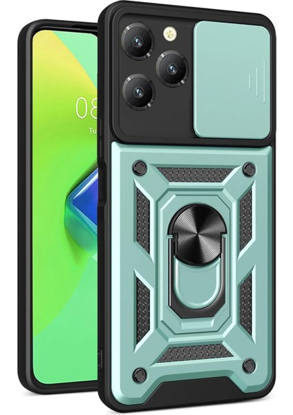 Resveq Newface Infinix Hot 40 Pro Kılıf Pars Lens Yüzüklü Silikon - Yeşil