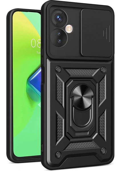 Infinix Hot 30 4g Kılıf Pars Lens Yüzüklü Silikon - Siyah