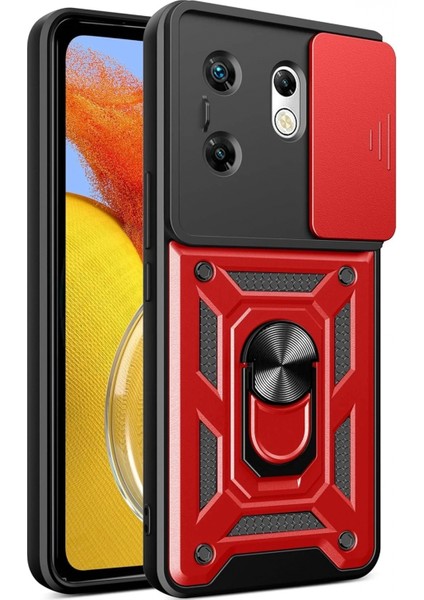 Infinix Zero 30 4g Kılıf Pars Lens Yüzüklü Silikon - Kırmızı