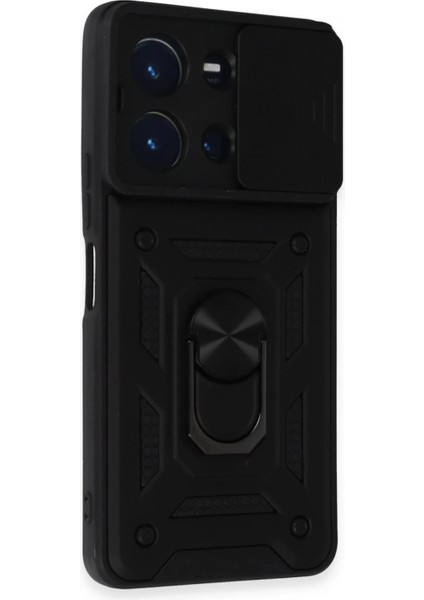 Vivo Y36 Kılıf Pars Lens Yüzüklü Silikon - Siyah