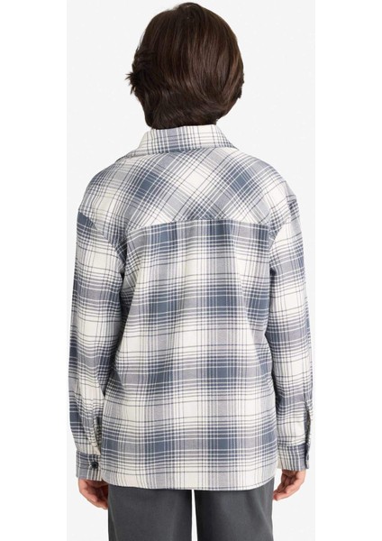Erkek Çocuk Oversize Geniş Kalıp Polo Yaka Kareli Flanel Uzun Kollu Gömlek G3463A825WN indirimleri