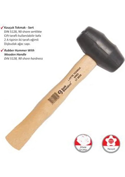 Ağaç Saplı Lastik Tokmak No:70