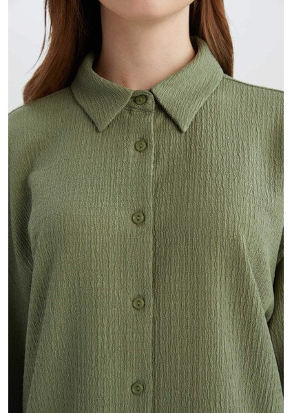 Relax Fit Polo Yaka Bürümcük Uzun Kollu GÖMLEK D7520AX25SP fırsatları