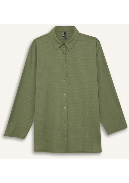 Relax Fit Polo Yaka Bürümcük Uzun Kollu GÖMLEK D7520AX25SP