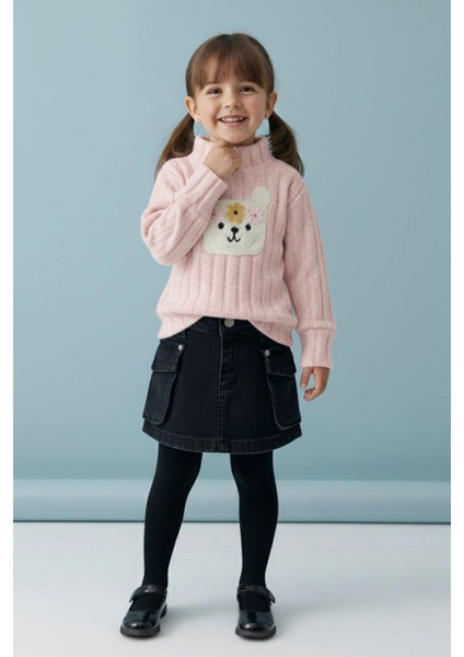 Yumoş Örgü Cep Detaylı Kız Çocuk Etekli takım - Pembe fiyatları
