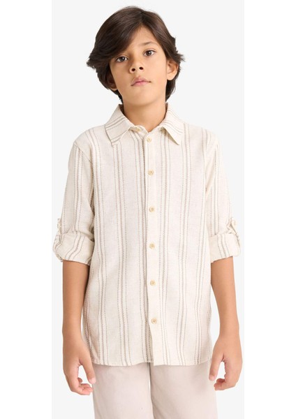 Erkek Çocuk Polo Yaka Çizgili Uzun Kollu Gömlek G3400A825AU modelleri