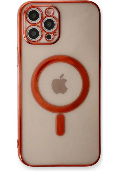 iPhone 12 Pro Kılıf Magneticsafe Lazer Silikon - Kırmızı modelleri