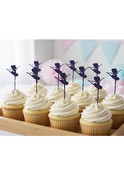 Balerin Temalı Cupcake Muffin Pasta Süsü 12'li Set