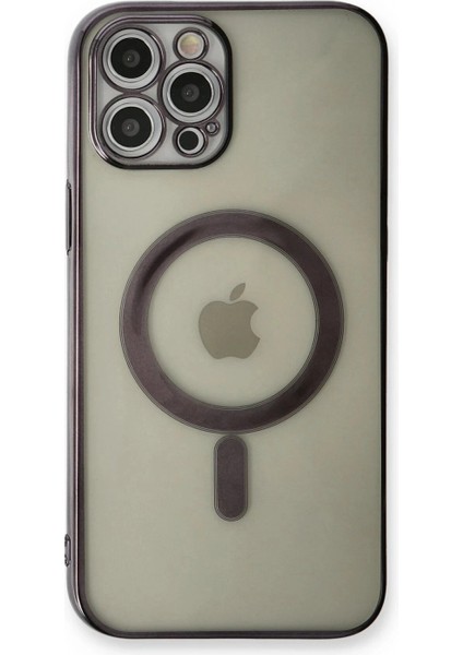 iPhone 12 Pro Kılıf Magneticsafe Lazer Silikon - Siyah modelleri