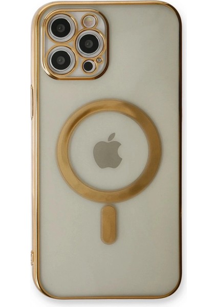 iPhone 12 Pro Kılıf Magneticsafe Lazer Silikon - Gold modelleri