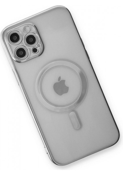 iPhone 12 Pro Kılıf Magneticsafe Lazer Silikon - Gümüş fırsatları