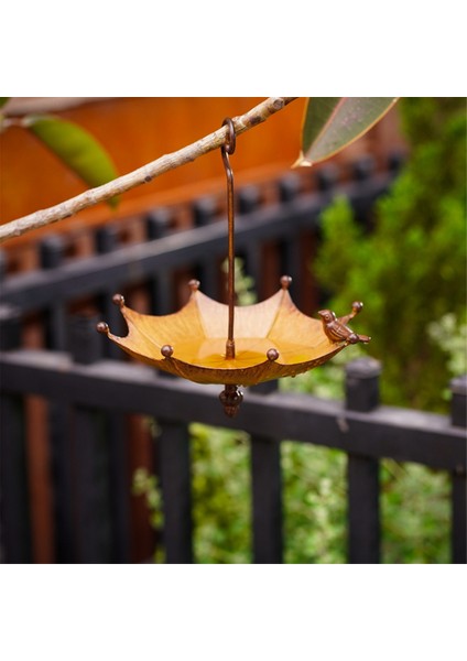 Şemsiye şeklindeki kuş oluğu, açık hava için asılı kuş besleyici tepsisi metal kuş banyosu göleti veya içen (Yurt Dışından)